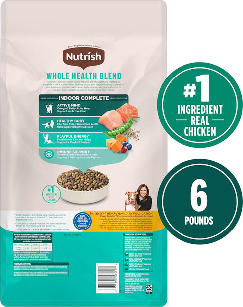 6 lb. Packaging Nutrish Indoor Complete Chicken, Lentils & Salmon Recipe Dry Cat Food, Bag, May Vary (Rachael Ray)