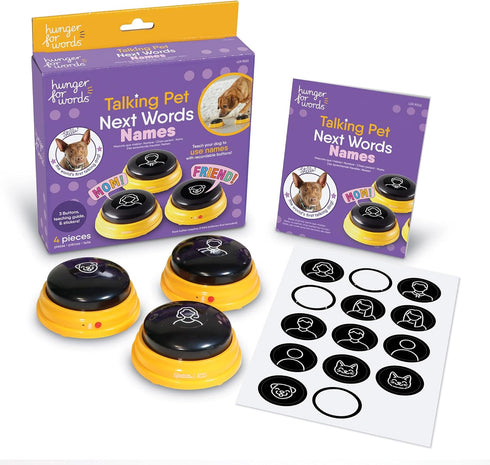 Hunger For Words Talking Pet Next Words Names - 3 Piece Set of Recordable Speech Buttons for Dog Training