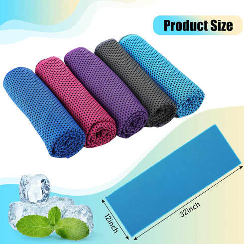 100 Pack BBTO Cooling Towel - Microfiber Cold Sports Sweat Rags Neck & Face Breathable Ice Chilly Towel for Gym Yoga
