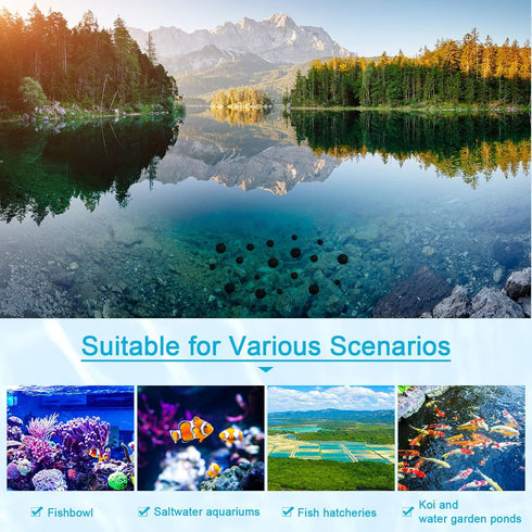 Cunno 200 Pcs Bio Balls Pond Filter Media, Black Aquarium Bio Media with Sponge for Fish Tank