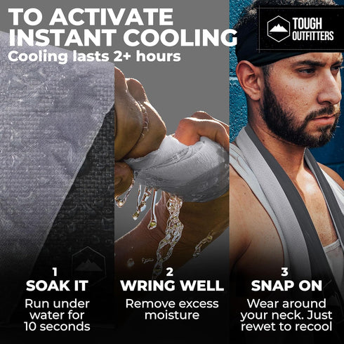 Tough Outdoors Cooling Towel for Neck & Face, Ice Wrap & Sweat Rag for Camping, Gym, Yoga & Sports, Workout Towel for