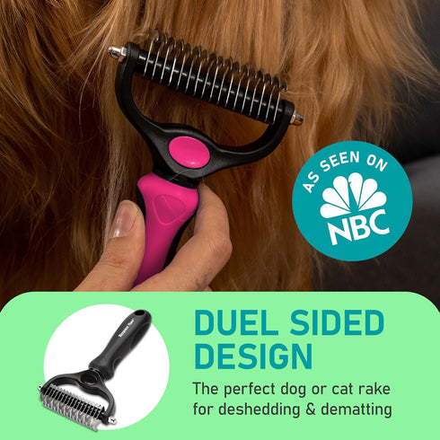 Maxpower Planet Hair Brush - Double Sided Shedding, Dematting Undercoat Rake for Dogs, Cats, Extra Wide Brush