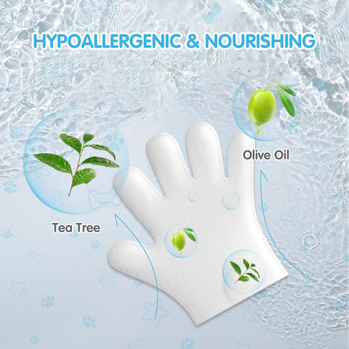 COCOYO Disposable Grooming Glove Wipes for Dogs & Cats, Fur Deodorizing, Fresh Mountain Pine Scent, Rinse Free &