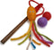 Wool Cat Toy, Felted Wool Rainbow Squid Fish Wand Toy Plus 2 Felt Ball Toys for Indoor Cats