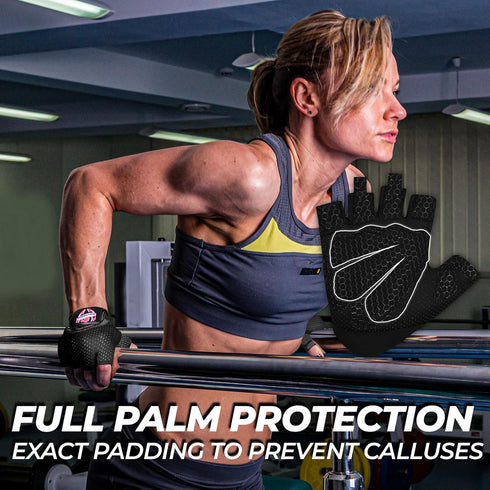FIGHTSENSE Weight Lifting Gloves with Full Palm Protection, Workout Gloves for Men Women, Breathable Exercise Gym