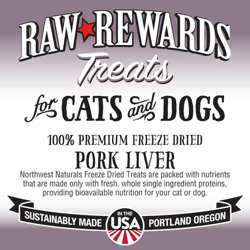 Northwest Naturals Raw Rewards Freeze-Dried Pork Liver Treats for Dogs and Cats, Healthy, 3 Oz