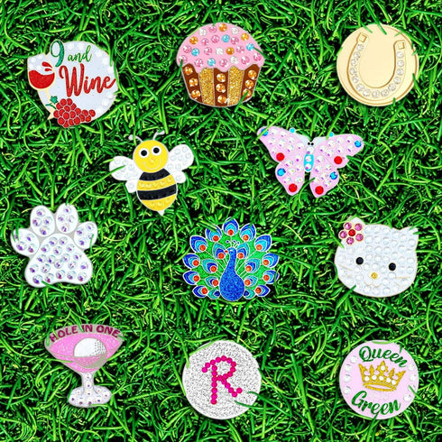 Peacock Golf Ball Marker with Heavy Glitter | Hat Clip Included | Birdie Themed Accessory | Great for Any Age Golfer