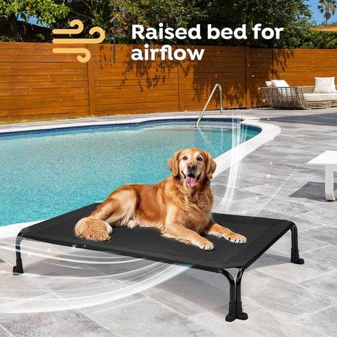 Veehoo Elevated Dog Bed, Cooling Raised Bed, Easy Assembly Outdoor Dog Bed with Non-Slip Dual-Boot Feet, Durable