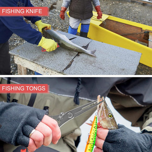 Fishing Tool Kit with 8 Pack Fillet Knife, Fishing Scissors, Pliers, Saltwater Fish Measuring Ruler, Anti-Lost Lanyard,