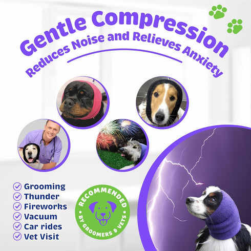 Happy Hoodie The Original Calming Band for Dogs & Cats - Anxiety Relief for Fireworks, Thunderstorms, Grooming