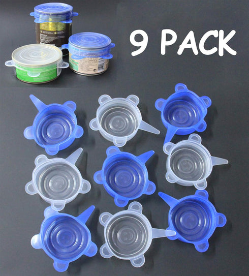 Comtim Pet Food Can Lids - Reusable Silicone Stretch Covers for Dog Cat Food, 9 Pack