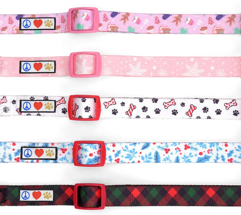Pawtitas Soft Adjustable Puppy Collar, Personalized Customizable Dog Collar with Embroidered Name, Medium Pink