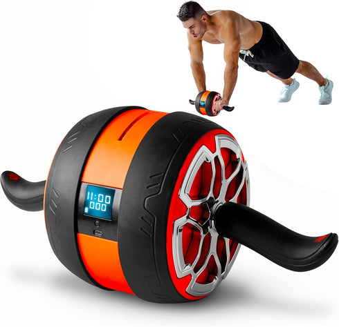 Squatz Digital Ab Roller Wheel - Ultra Wide with Pilates Mat for Abdominal and Core Strength Training
