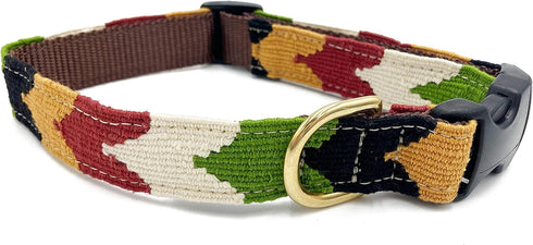 Handmade Cotton Weave Dog Collar - A Tail We Could Wag Harvest Chevron (Medium (1" Width): 14-20")