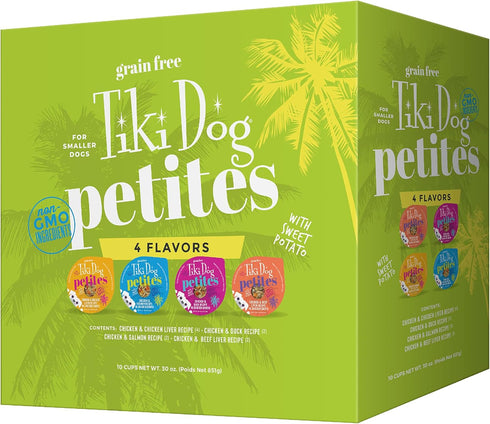 Tiki Dog Petites Variety Pack, Grain Free Wet Dog Food for Small Breed Dogs, 3 oz. Cans, Pack of 10