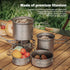 iBasingo 2 Piece-Set Titanium Bowl Pot Set with Folding Handle for Outdoor Cooking