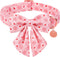 Valentine Dog Collar with Bow Tie, Cotton Collar for Large Dogs, Pink Plaid, Neck 16-24in