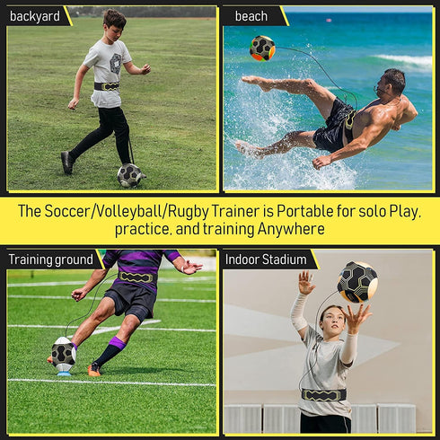 Football Kick Trainer, Adjustable Hands-Free Soccer Training Aid Equipment for Kids and Adults, Fits 3-5 Balls