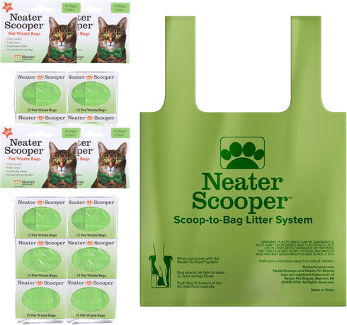 (12 180 Count) Neater Pets Neater Scooper Standard Size Refill Bags for Standard Neater Scooper Litter Scoop with Bags