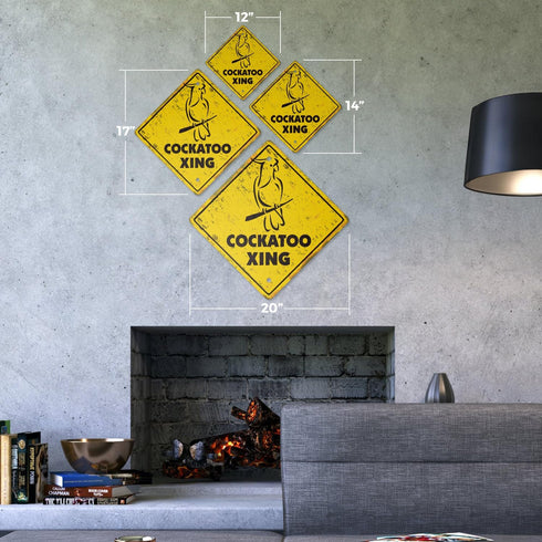 Cockatoo Vintage Crossing Sign Zone Xing | Indoor/Outdoor Plastic | 12" Tall Rustic Bird cage pet Parakeet Parrot