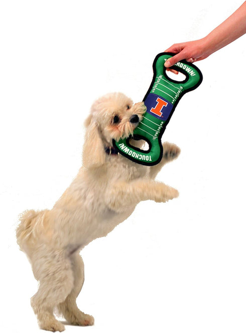 Pets First NCAA Football Field Dog Toy, Illinois Fighting Illini, Tough & Durable, 1 Count for Tug, Toss, Fetch