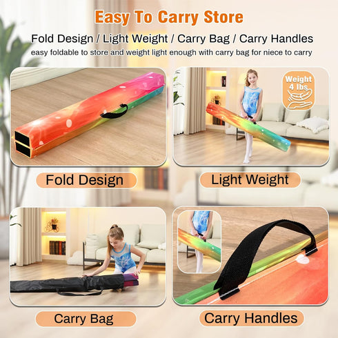 6 8 9 MARFULA FT / FT / FT Folding Gymnastics Beam Foam Balance Floor Beam - Extra Firm - Suede Cover - Anti Slip