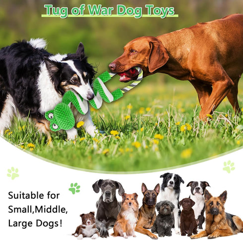 Interactive Squeaky Dog Toys with Pull Rope, Large Tug of War Toy, Plush Chew Toys for Small, Medium, Big Dogs