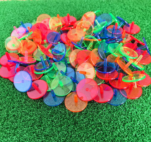 Golf Ball Marker, 50-100 pcs Plastic Position Ball Marker, Quarter Size Mix Colour