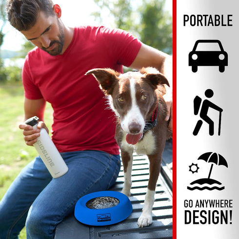 Franklin Pet Supply Travel Pet Silicon Bowl 27oz – No Spill, BPA Free, Portable Design for Larger Dogs, Blue