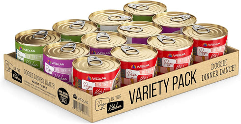 Weruva Dogs in The Kitchen, Doggie Dinner Dance Variety Pack, Wet Dog Food, 10 oz Cans, Pack of 12