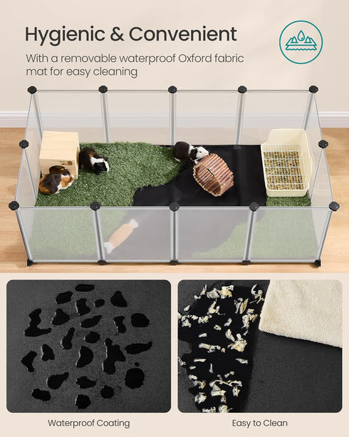 20 49.2 24.8 16.5 Inches, ULPC009W01 SONGMICS Panels Guinea Pig Playpen,Removable Oxford Fabric Mat,Small Animal Pen
