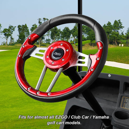Roykaw Golf Cart Universal Steering Wheel for EZGO RXV TXT, Club Car DS Precedent, Yamaha G29 Drive