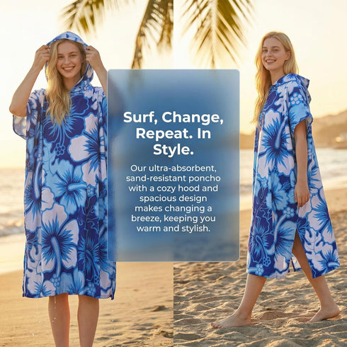 Summer Catalonia Surf Poncho Changing Towel Robe - Quick-Dry Microfiber Hooded Beach Cover Up, Wetsuit Change Robe
