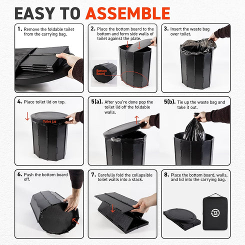 72 HRS 12 Portable Collapsible Camp Toilet - Extra Large, Lightweight & Sturdy (With Toilet Bags)