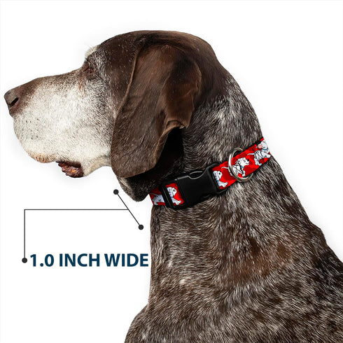 Buckle-Down Plastic Clip Collar, Dalmatians Running/Paws, 1" Wide, Fits 11-17" Neck, Medium