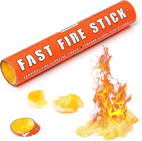 Survival Fire Starting Tinder - Fast Fire Stick, New Fat Rope Stick Version, Waterproof & Non-Toxic (1 Stick)