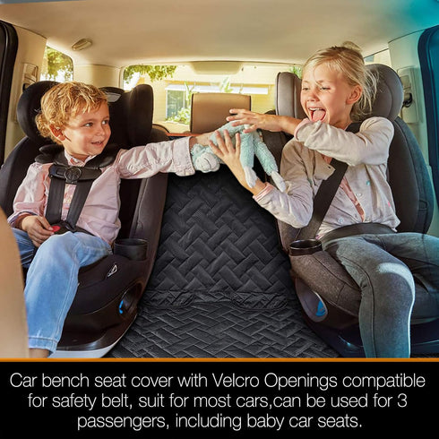 iBuddy Bench Dog Seat Cover, Oxford Cloth Vehicle Seat Cover for Car/SUV/Small Truck, Universal Fit, Black, Waterproof