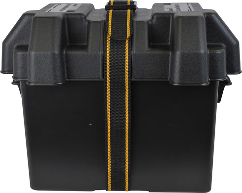 24 24 9065-1 Attwood PowerGuard Vented Battery Box, For Group Batteries, Includes Strap & Mounting Hardware, Black