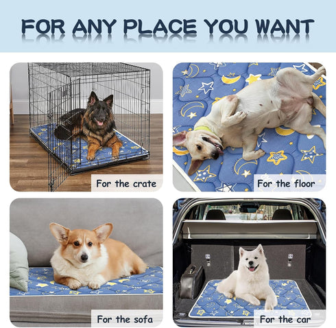 Dog Crate Mat, Ultra Soft Washable Bed Mat with Anti-Slip Bottom, Cute Prints, for Large Medium Small Dogs (59" X 35")