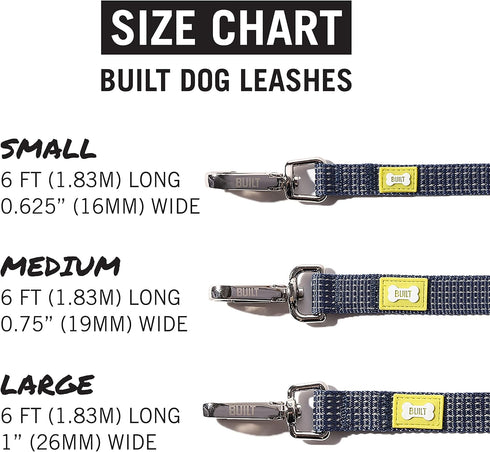 BUILT Pet Nightsafe Dog Leash, Medium, Navy and Yellow