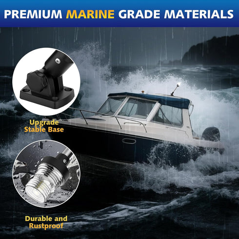 12 Inches IP67, Anchor Light Stern Light for Boats, White Boat Navigation Lights LED Waterproof Rear LED Marine Running