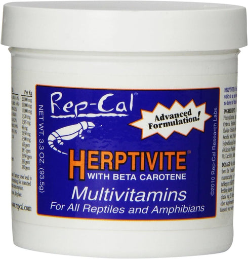 HERPTIVITE Multivitamin for Reptiles and Amphibians, 3.3 oz Blue Bottle, 1 Pack