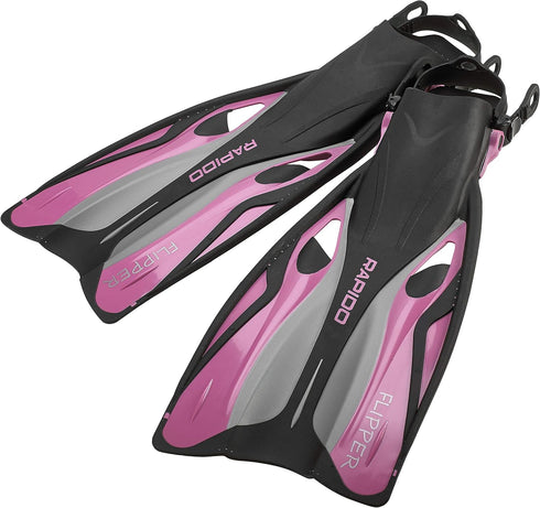 Phantom Aquatics Rapido Boutique Collection Adjustable Snorkel Fin with Carry Bag (Pink, ml/XL, 9-11)