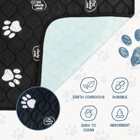 EZwhelp Reusable Dog Pee Pads, Washable Waterproof Mats for Potty Training or Whelping, 39x39 Inch, 2 Pack