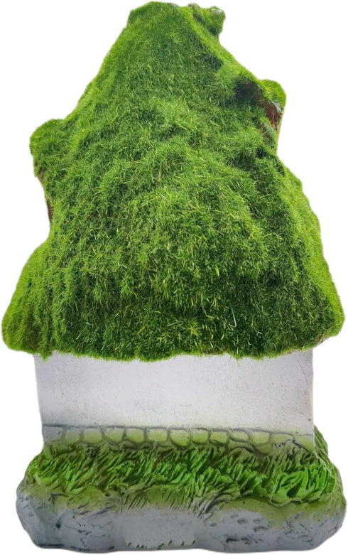 Aquarium Decorations Fish Hideout House, Betta Cave with Green Lifelike Moss (Garden Shed)