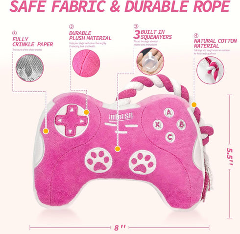 Cute Dog Plush Toys: Squeaky Toys with Crinkle Paper and Interactive Rope for Tug of War - Game Controller Chew Toy
