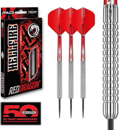 RED DRAGON Hell Fire Darts Set, 22g, 24g, Tungsten Steeltip with Flights & Shafts