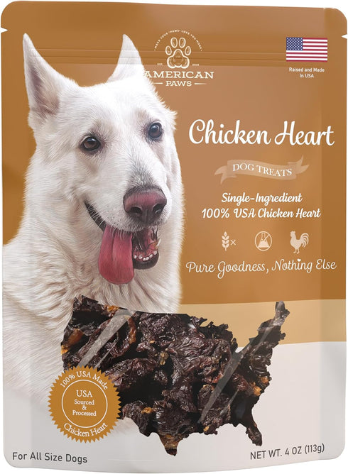American Paws Dehydrated Chicken Hearts Dog Treats, Only One Ingredient, No Additives,
