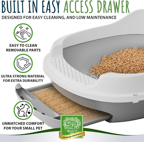 Small Pet Select Pine Pellet Cat Litter Box with 5 Pee Pads and Litter Scoop, Easy to Clean System