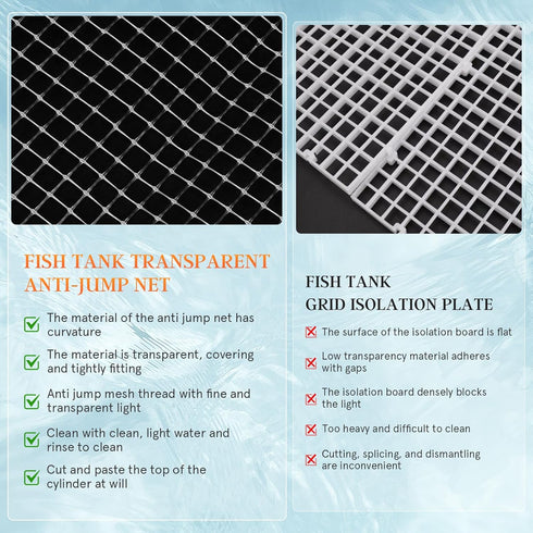 Aquarium Anti-Jump Net, Escape-Proof Fish Screen Replacement for Tank Covering
